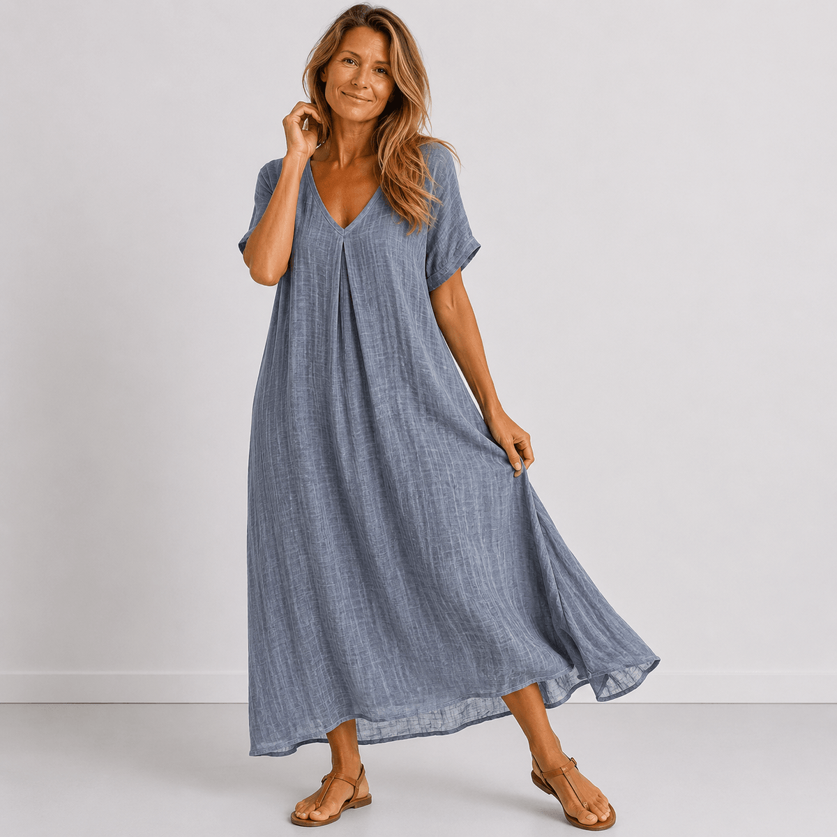Linden Pleat-Front Maxi Dress