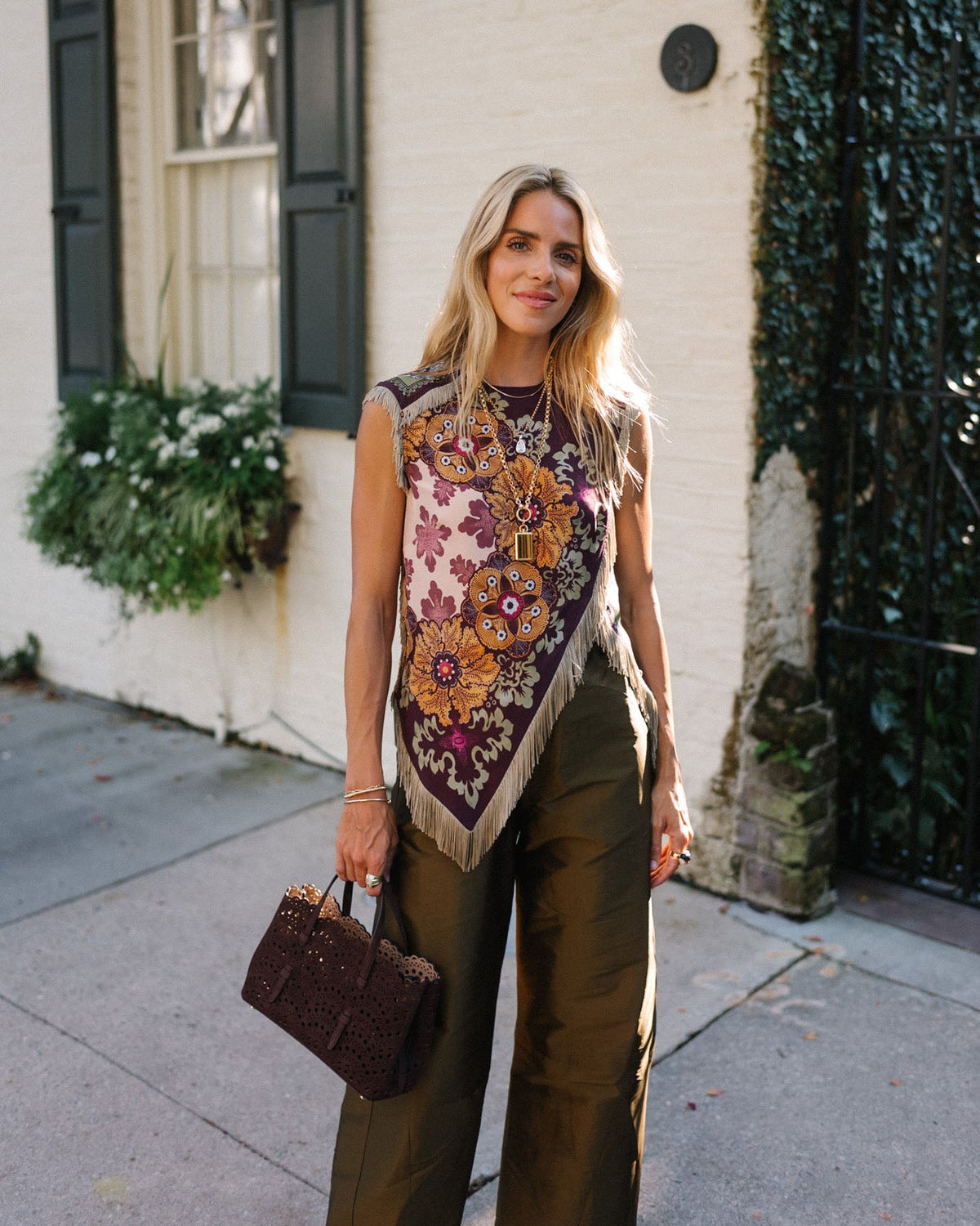 Veda Printed Fringe Top