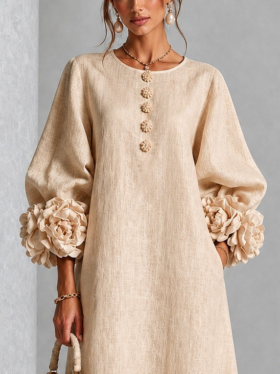 Wren Floral-Cuff Midi Dress
